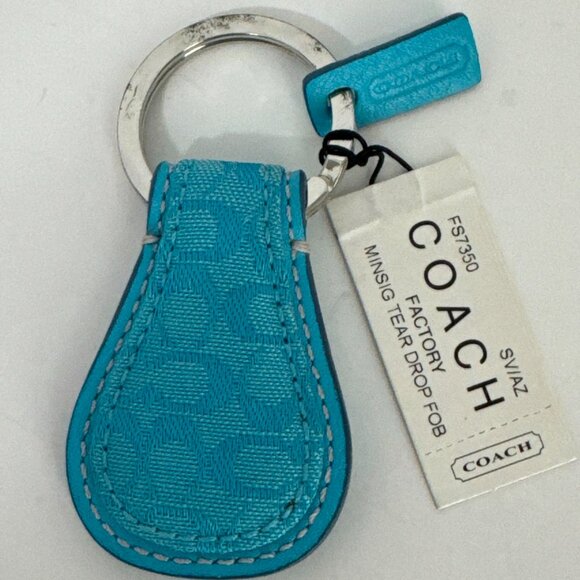 Coach Vintage Jacquard Mini Signature C Tear Drop FOB Key Chain Bag Charm FS7350 - Picture 1 of 15